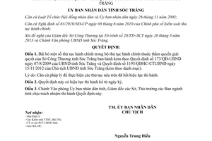 Quyết định 66/QĐ-UBND năm 2013 bãi bỏ thủ tục hành chính Sở Công Thương tỉnh Sóc Trăng
