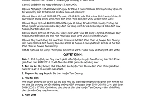 Quyết định 859/QĐ-UBND năm 2013 Quy hoạch phát triển điện lực huyện Tam Dương Vĩnh Phúc