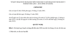 Nghị quyết 50/NQ-CP quy hoạch sử dụng đất và kế hoạch sử dụng đất tỉnh An Giang