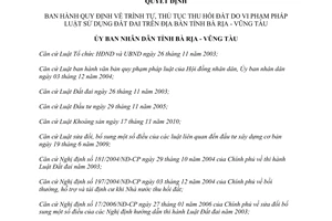 Quyết định 17/2013/QĐ-UBND thu hồi đất do vi phạm pháp luật đất đai Bà Rịa