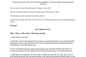 Nghị định 30/2013/NĐ-CP kinh doanh vận chuyển hàng không hoạt động hàng không