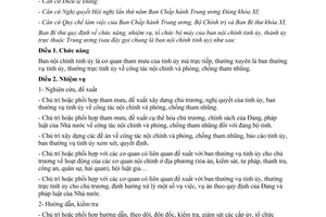 Quy định 183-QĐ/TW năm 2013 chức năng nhiệm vụ tổ chức Ban Nội chính Tỉnh ủy Thành ủy