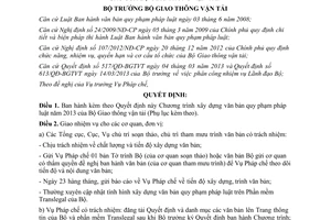 Quyết định 874/QĐ-BGTVT Chương trình xây dựng văn bản quy phạm pháp luật