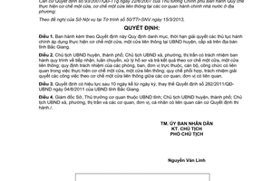 Quyết định 109/2013/QĐ-UBND thời hạn giải quyết thủ tục hành chính Bắc Giang