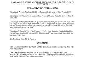 Quyết định 21/2013/QĐ-UBND  cán bộ công viên chức đi nước ngoài Lâm Đồng