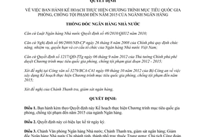 Quyết định 807/QĐ-NHNN 2013 Kế hoạch chương trình mục tiêu quốc gia phòng chống tội phạm