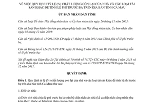 Quyết định 02/2013/QĐ-UBND quy định tỷ lệ chất lượng còn lại của nhà và tài sản