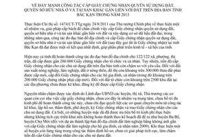 Chỉ thị 07/2013/CT-UBND cấp Giấy chứng nhận quyền sử dụng đất sở hữu nhà tài sản Bắc Kạn 2013