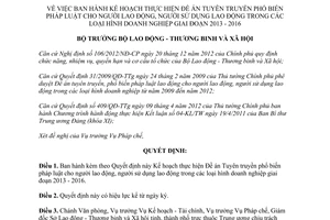 Quyết định 579/QĐ-LĐTBXH thực hiện Đề án Tuyên truyền phổ biến pháp luật