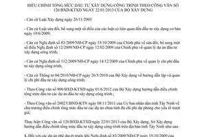 Hướng dẫn 301/SXD-KTVLXD tổng mức đầu tư xây dựng công trình Công văn 126/BXD-KTXD Tây Ninh 2013
