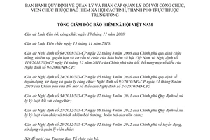 Quyết định 345/QĐ-BHXH năm 2013 phân cấp quản lý công viên chức thuộc Bảo hiểm