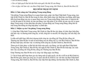 Quyết định 189-QĐ/TW 2013 chức năng nhiệm vụ tổ chức bộ máy của Văn phòng Trung ương Đảng