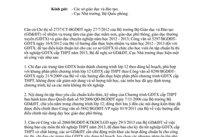 Công văn 2119/BGDĐT-GDTX hướng dẫn ôn thi tốt nghiệp phổ thông 2013