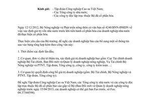 Công văn 1662/BNN-ĐMDN bổ sung mẫu biểu báo cáo