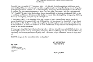 Công văn 2849/BGTVT-VP thái độ và chất lượng phục vụ hành khách trên chuyến bay