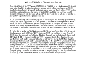 Công văn 2258/BGDĐT-GDCN phối hợp giữa cơ sở đào tạo TCCN với TTGDTX