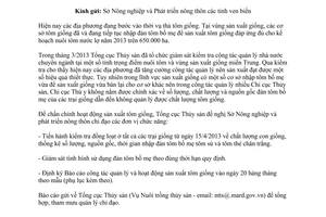 Công văn 836/TCTS-NTTS 2013 kiểm tra chất lượng đàn tôm bố mẹ của các cơ sở sản xuất giống