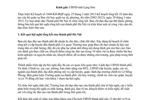 Công văn 250/BCĐDT-CQTT năm 2013 báo cáo 10 năm đào tạo cán bộ quân sự cấp xã Hà Nội