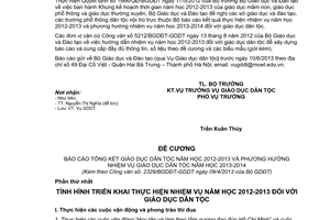 Công văn 2329/BGDĐT-GDĐT báo cáo kết quả thực hiện nhiệm vụ năm học 2012-2013