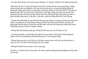 Công văn 06/CT-BCT bảo đảm an toàn giao thông và tăng cường văn minh công sở