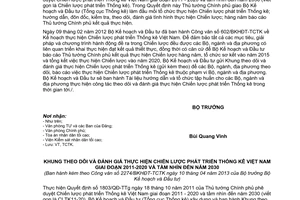 Công văn 2274/BKHĐT-TCTK Khung theo dõi đánh giá thực hiện Chiến lược phát triển