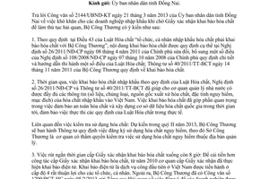 Công văn 3110/BCT-HC năm 2013 Giấy xác nhận khai báo hóa chất