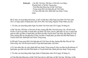 Công văn số 2834/VPCP-KGVX tổ chức hoạt động nhân ngày lễ