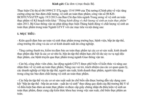 Công văn 3123/BGTVT-CYT Tháng hành động vì chất lượng vệ sinh an toàn thực phẩm