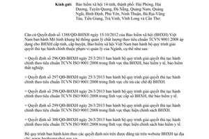 Công văn 1357/BHXH-VP công bố Quyết định giải quyết thủ tục hành chính Bảo hiểm