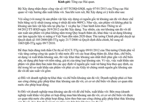 Công văn 625/BXD-VLXD giải đáp thắc mắc trong việc xuất khẩu vôi