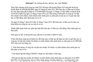 Công văn 2488/BGDĐT-NGCBQLGD xét công nhận đạt tiêu chuẩn và bổ nhiệm chức danh