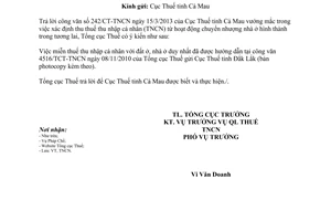 Công văn 1248/TCT-TNCN thuế thu nhập cá nhân từ hoạt động chuyển nhượng nhà ở