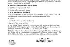 Công văn 2757/BGDĐT-VP năm 2013 hướng dẫn khen thưởng công tác văn phòng