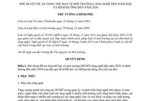 Quyết định 577/QĐ-TTg Đề án bảo vệ môi trường làng nghề