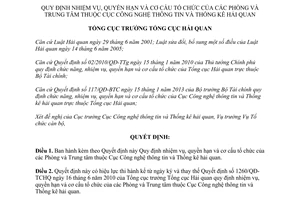 Quyết định 1216/QĐ-TCHQ Phòng thuộc Cục Công nghệ thông tin và Thống kê hải quan