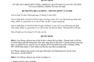 Quyết định 592/QĐ-LĐTBXH quy định về Cục phòng chống tệ nạn xã hội