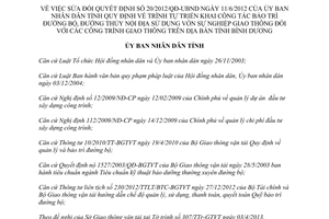 Quyết định 10/2013/QĐ-UBND sửa đổi Quyết định 20/2012/QĐ-UBND bảo trì đường bộ Bình Dương