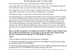 Thông tư 13/2013/TT-BKHCN sửa đổi Thông tư số 21/2011/TT-BKHCN 10/2012/TT-BKHCN