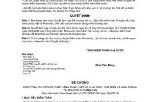 Quyết định 377/QĐ-KTNN 2013 kiểm toán kinh doanh tài nguyên khoáng sản