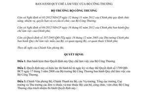 Quyết định 2385/QĐ-BCT năm 2013 Quy chế làm việc của Bộ Công Thương