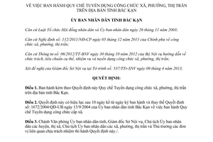 Quyết định 532/2013/QĐ-UBND tuyển dụng công chức xã phường thị trấn Bắc Kạn