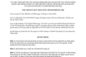 Quyết định 2579/QĐ-UBND năm 2013 công bố thủ tục hành chính lĩnh vực môi trường