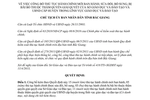 Quyết định 511/QĐ-UBND năm 2013 công bố thủ tục hành chính tỉnh Bắc Giang