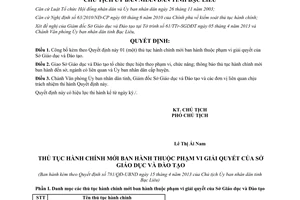 Quyết định 781/QĐ-UBND công bố thủ tục hành chính Sở Giáo dục Bạc Liêu 2013