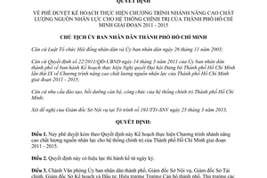 Quyết định 1930/QĐ-UBND 2013 nâng cao chất lượng nguồn nhân lực hệ thống chính trị Hồ Chí Minh 2011 2015