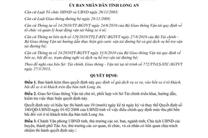 Quyết định 14/2013/QĐ-UBND giá dịch vụ xe ra vào bến xe ô tô khách tỉnh Long An