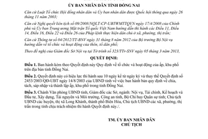 Quyết định 24/2013/QĐ-UBND tổ chức hoạt động của ấp khu phố Đồng Nai