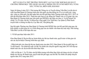 Thông báo 48/TB-BTTTT kết luận tại cuộc họp Ban Quản lý Chương trình mục tiêu