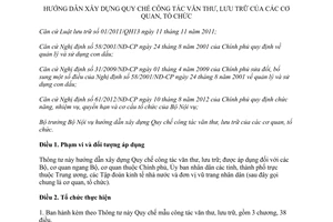 Thông tư 04/2013/TT-BNV hướng dẫn xây dựng Quy chế công tác văn thư lưu trữ