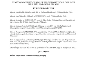 Quyết định 15/2013/QĐ-UBND chi kinh phí bảo đảm công tác cải cách hành chính tỉnh Tây Ninh